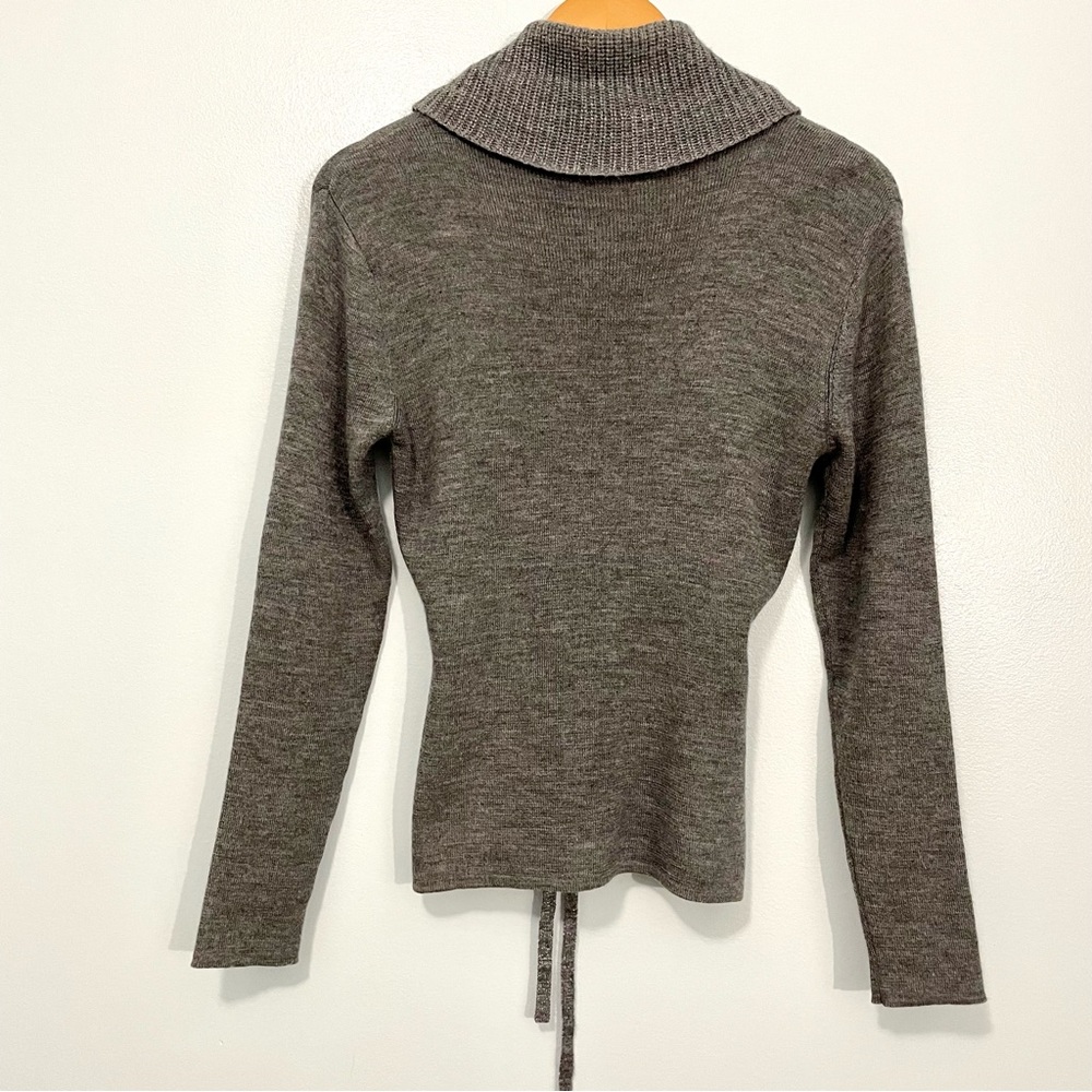 Vintage Gray Heather Wool Blend Cowl Neck Sweater Waist Tie - Picture 2 of 9